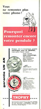publicité Advertising  1122  1959   Trophy  pendule électrique sans fil