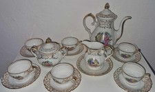 ☕ Service à café complet – Porcelaine de luxe A.D.R – Décor Fragonard doré –