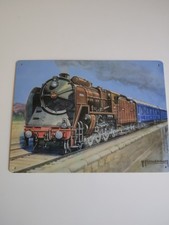 Plaque  Deco Metal Tole Mickle Wright Train Locomotive Editions Atlas 