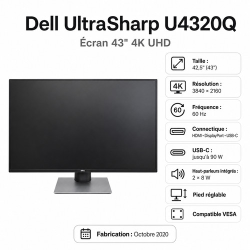 Dell ultrasharp u4320q - dell, 4k