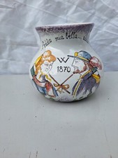 Vase pot Italy ceramic decorative hand painted romantic scene Addio Mia bella