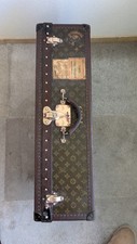 Louis Vuitton, valise Alzer 75cm, trunk vintage, toile monogramme, avec sa clef