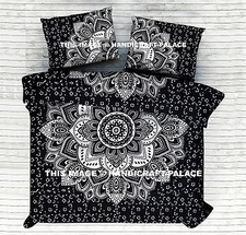 Housse De Couette Mandala Ombre En Argent Indien Set De Couverture De Lit King