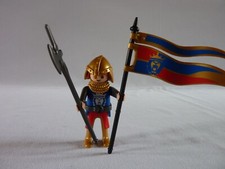 PLAYMOBIL CHEVALIER DU LION ARME DRAPEAU ETENDARD MOYEN AGE MEDIEVAL PERSONNAGE