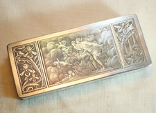 **** ART NOUVEAU - boite métallique gravée couple entouré d'anges PBX24BOI001