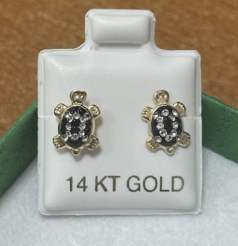 Turtle earrings 14k solid gold - turtle,