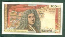 RARE BILLET DE 500NF MOLIÈRE