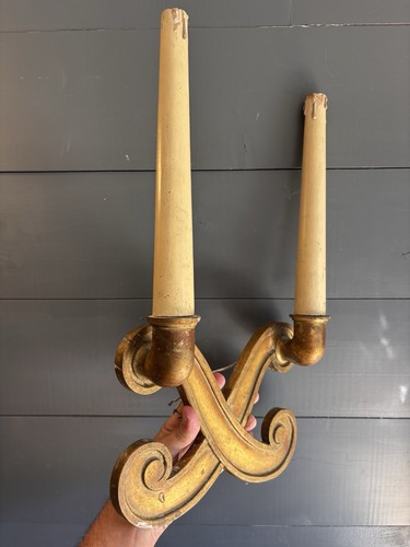 Grande applique bois - , doré