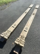 Paire de Colonne Boiserie Moulure Bois Sculpté Ancien Château Maison de Maître