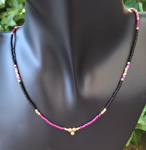 Collier perles verre - de,