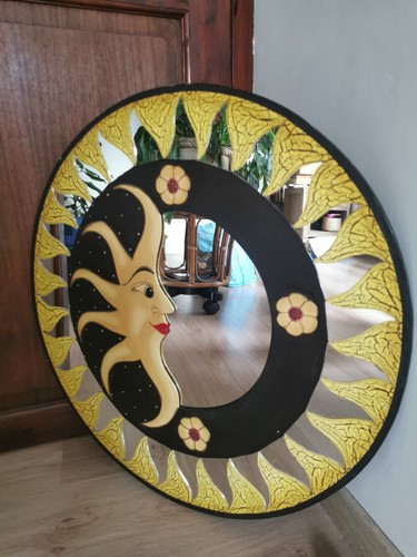 Miroir rond soleil fantaisie