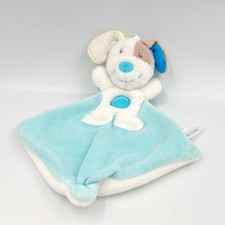 Doudou plat chien bleu blanc