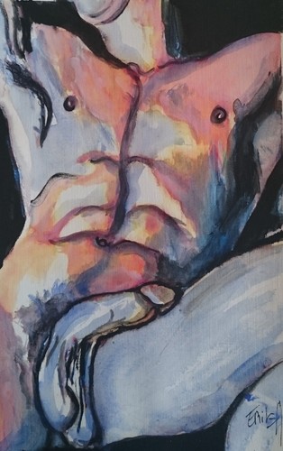 Masculin peinture unique - nu,