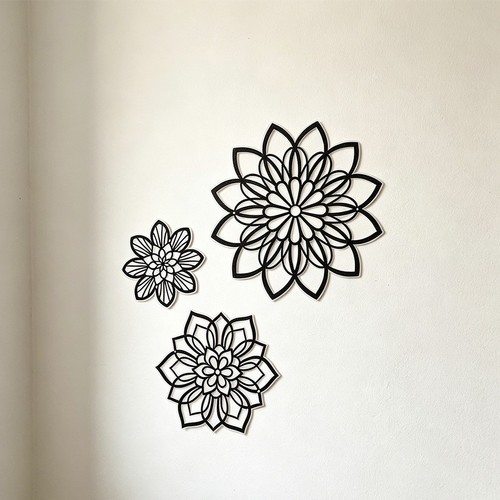 Art mural fer noir fleur - art, en