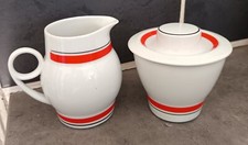 Vintage 70's: jolis sucrier et pot à lait en porcelaine JRJS CLUJ Roumanie  C83