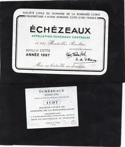 Etiquette contre echezeaux - +,