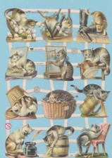 Gaufrettes,Feuilles Chromos,Ferraille Jouer Chats Ef 7388