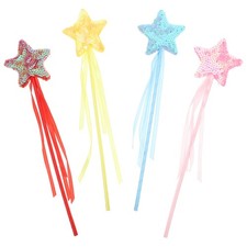 4pcs Pentagram Fairy Wand Peach Fairy Stick (jaune + bleu + rouge + rose)
