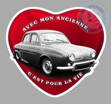 RENAULT DAUPHINE GORDINI TOUCH VINTAGE HUMOUR AUTOCOLLANT I LOVE COEUR CD149