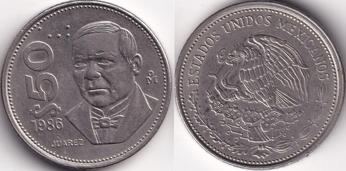 Pesos 1986 mexique - 50,
