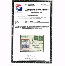 GENUINE SCOTT #498 TIED PATRIOTIC TOBACCO CARD PSE CERT WWI FRANCE APO MIXED USE