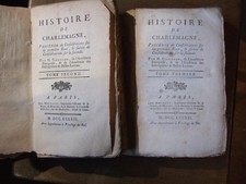 Lot Livres anciens, 1782, Rare, 2 Volumes, histoire de Charlemagne