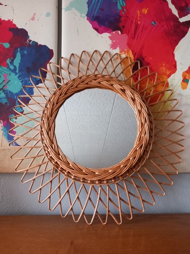 Ancien miroir rotin année - ancien, en