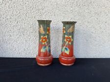 Paire de Vases en Opaline - Motifs Floraux et Oiseaux Dorés