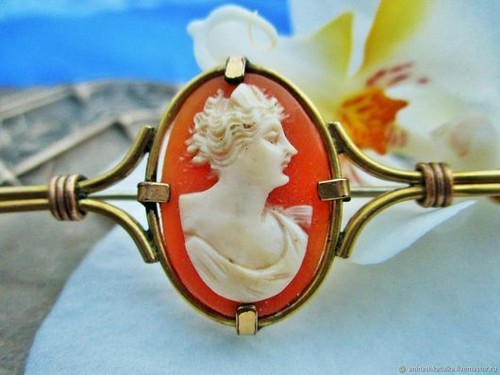 Broche ancienne barette - broche, camée