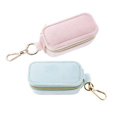 Mini étui à bijoux, boîte à bijoux de voyage, porte-clés en velours,