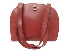 VINTAGE SAC A MAIN CELINE PORTE EPAULE CUIR GRAINE ROUGE BRIQUE HAND BAG 1490€