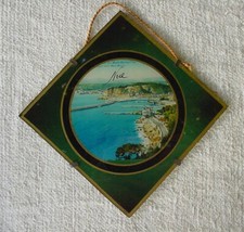 NICE VUE DU MONT-BORON SOUS VERRE + ACCROCHE 13 x 13 cm.