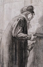 Dessin encadré homme lisant affiches rue Paris Théophile Alexandre STEINLEN