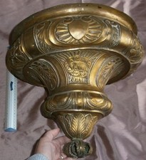 Partie de lanterne / suspension d' église - Laiton repoussé doré - Agneau pascal