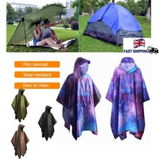 Poncho de Pluie Imperméable Léger Réutilisable Randonnée Imperméable Veste avec Capuche UK