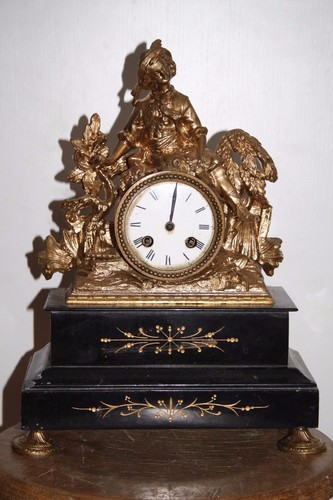 Pendule horloge statue régule - statue,