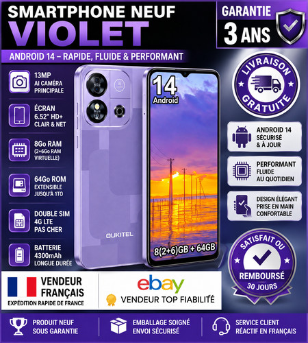 Smartphone neuf violet - smartphone,