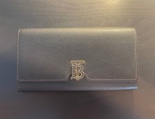 Burberry TB Monogram Black Grained Leather Continental Wallet Clutch