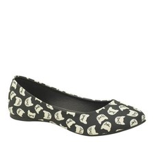 T.U.K. A8859L TUK Ballerine Tout Imprimé Visage De Chat En Noir/Cream