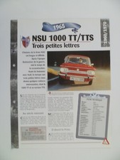 CARTE FICHE AUTO NSU 1000