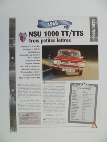Carte fiche auto nsu - auto,