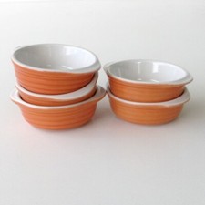 Lot  5 ramequins oreilles ou cassolettes-Emile Henry-orange Poterie culinaire