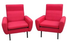 Paire Fauteuil Vintage Design rouge Métal Noir/fauteuil design années 1950/1960
