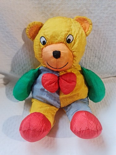 Doudou ours jaune bleu - bleu,
