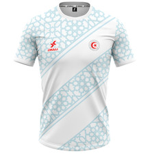 Maillot Tunisie 2025/2026 - DKALI Officiel - Blanc / Ciel