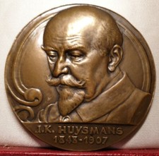 68mm French art MEDAL Huysmans bronze 1848 1907 novelist 