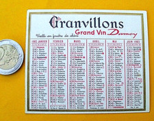 mini Calendrier 1962 Grand Vin  GRANVILLONS, cal n51