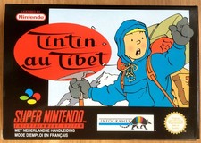 TINTIN AU TIBET - BOÎTE VIDE ORIGINALE SUPER NINTENDO SNES PAL FAH Très Bon état