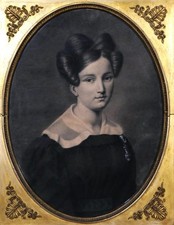 Dessin encadré ovale portrait