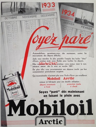 Publicité 1933 bidon huile - publicité,